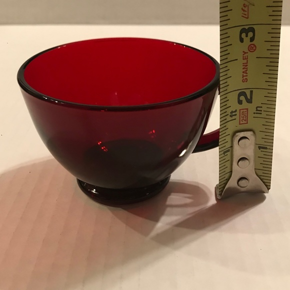 Set Of 2 Vintage Anchor Hocking Serva-Snack Clear Crystal Trays & Ruby R… - Picture 6 of 12